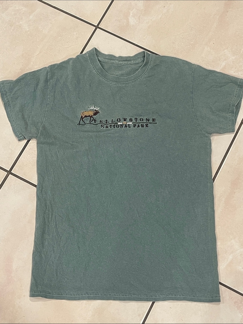 Vintage Yellowstone National Park Women's Tee in Washed Green